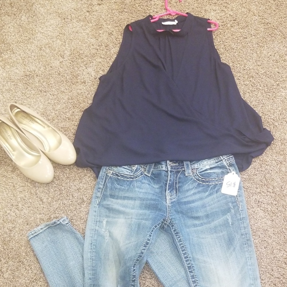 Navy blue dress top